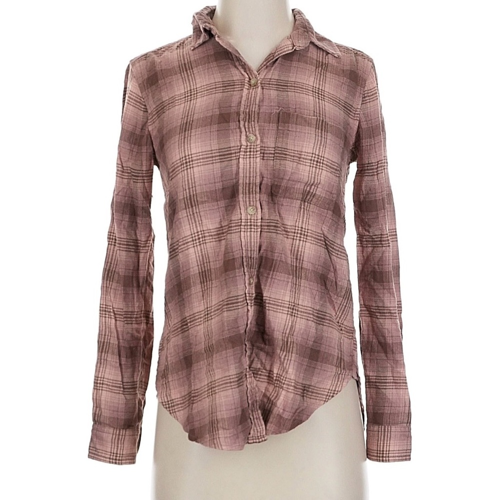 Dusty Rose Plaid Button-Up Shirt